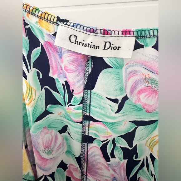 Rare 80s Vintage Christian Dior Floral Maxi Slip Designer Dress - Picture 4 of 7